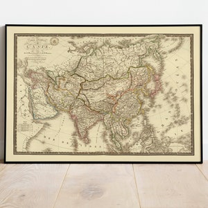 Historische Karte von Asien 1828| Alte Karte Wanddeko | Vintage Karte Wandkunst| Posterdruck | Gerahmter Kunstdruck| Leinwanddruck Karte