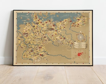 Germany Map Print| Art History| 1936 Germany Map Wall Art| Framed Wall Art| Canvas Art| Poster Art| Prints Wall Art| Map Wall Prints