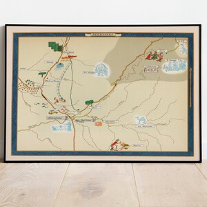 Beersheba Map Print | Israel Landkarte Poster| Kunstdruck auf Leinwand | Pull Down Karte| Israel Karten Wandbild | Naher Osten Karten Wandkunst