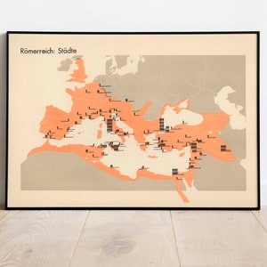 Römisches Reich Historische Karte | Gerahmter Kunstdruck| Römisches Reich Karte Wandbild | Leinwand Kunst Wand-Dekor | Poster Vintage| Landkarte Wandposter