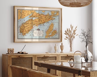 Vintage Nova Scotia Map Print| Nova Scotia Wall Art| Canvas Wall Art| Halifax Wall Art Print| Canada Old Map Prints| Poster Vintage