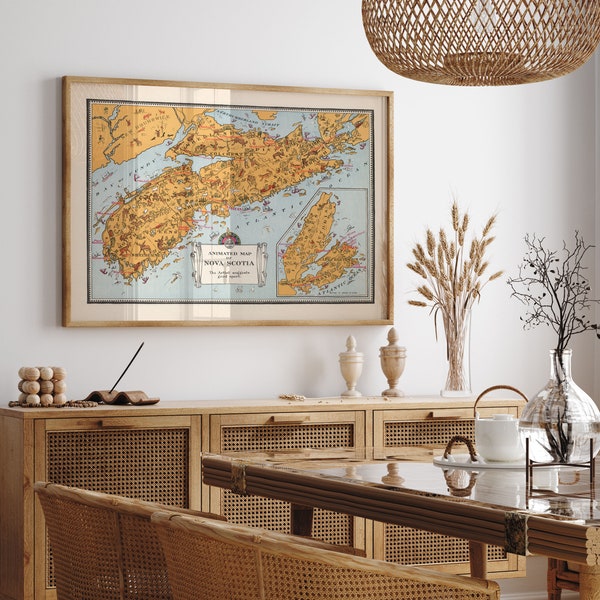 Vintage Nova Scotia Map Print| Nova Scotia Wall Art| Canvas Wall Art| Halifax Wall Art Print| Canada Old Map Prints| Poster Vintage