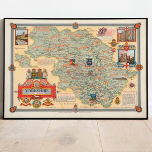 Impresión de pared de mapa de Yorkshire/ Mapa de West Riding de 1946 / Impresión de póster / Arte de pared con impresión de lienzo / Póster de arte de pared de mapa antiguo / Decoración de pared de mapa enmarcado
