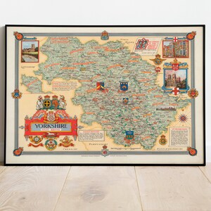 Yorkshire Map Wall Print| 1946 West Riding Map| Poster Print| Canvas Print Wall Art| Old Map Wall Art Poster| Framed Map Wall Decor