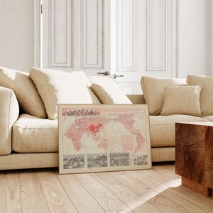 Mapa de China como centro de la revolución mundial 1967/ Decoración de pared de mapa antiguo/ Arte de pared de mapa vintage/ Impresión de póster/ Impresión de arte enmarcado/ Mapa de impresión de lienzo