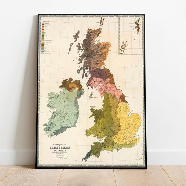 Ethnographic Map British Islands| Map of UK in Early 19th Century| Old British isles Map| Antique Map