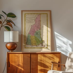 Oude kaart van New Hampshire 1815 Ingelijste poster afdrukken muurkunst Canvaskunst muurdecoratie
