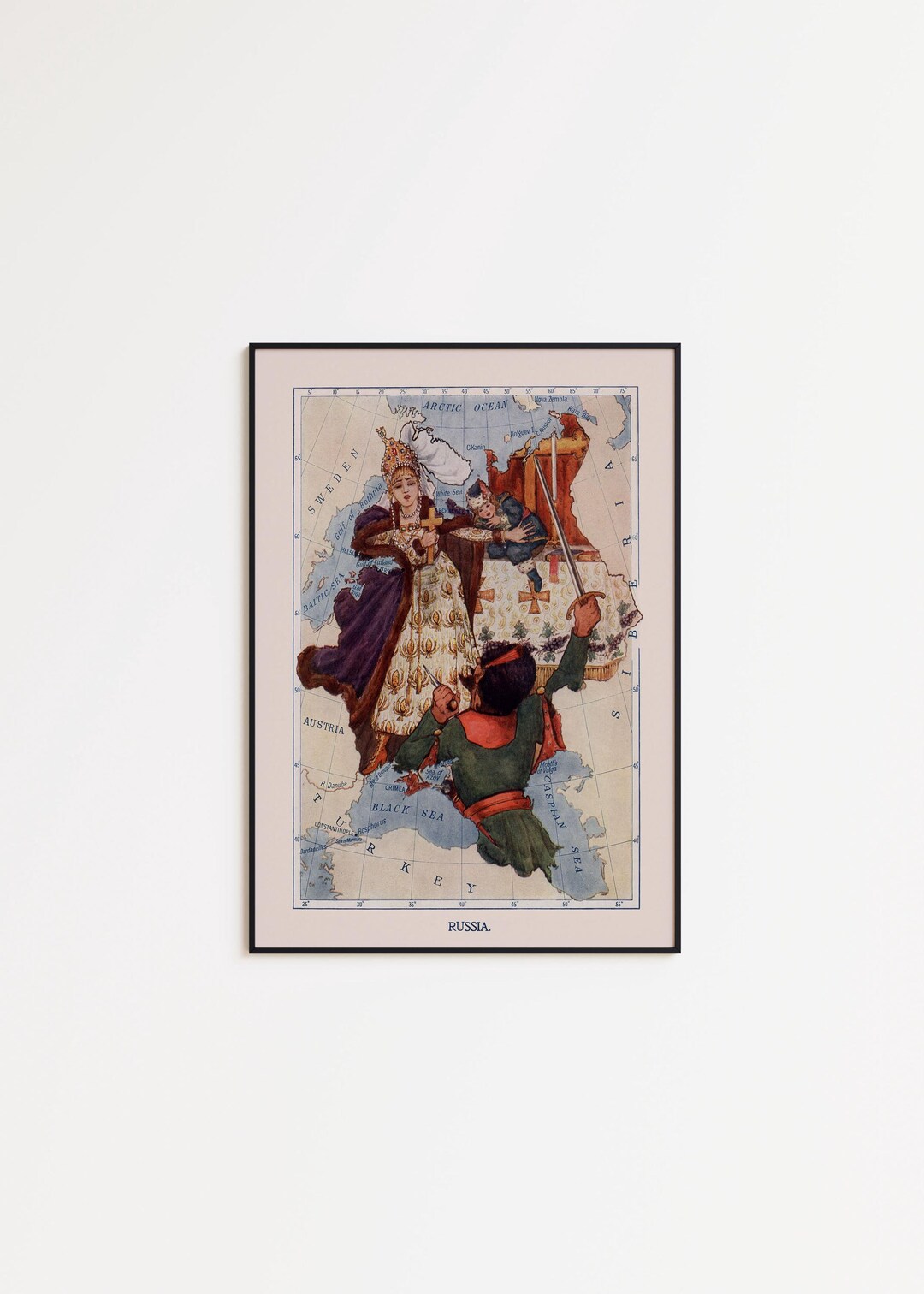 Vintage Russia Map Art Print | Historical Wall Decor - Etsy