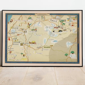 Gedera Map Print| Israel Map Posters| Canvas Print Wall Art| Pull Down Map| Israel Maps Wall Print| Middle East Maps Wall Art
