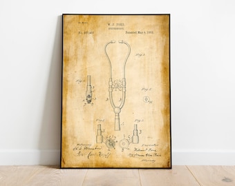 Stethoscope Patent Print| Framed Art Print| Vintage Poster Wall Decor| Art Canvas| Wall Poster| Wall Art Prints| Wall Prints