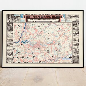 Karte von Forest County Pennsylvania| Vintage Karte | Falls Creek Wandbild | Pennsylvanien Wandkarte| Leinwandbild | Poster Vintage