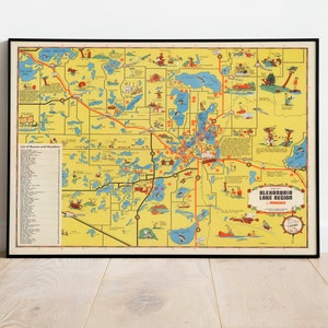 Landkarte Alexandria Lake Region in Minnesota| Vintage Karte Drucken | Leinwanddruck Wandkunst | Karte Wandbild | Alte Karte Poster | Wand Dekor Druck