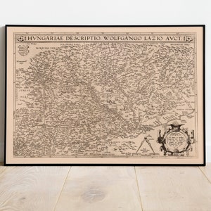 Carte historique de la Hongrie 1570| Décor mural de vieille carte| art mural de carte vintage| Impression d’affiche| Impression d’art encadrée| Tableau sur toile Carte