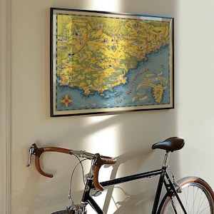 Carte ancienne de la Côte d'Azur, affiche encadrée, impression d'art mural, toile, impression d'art, décoration murale