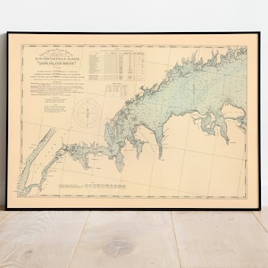 Seekarte von New York nach Norwalk Inseln 1893| Karte Wanddeko | Vintage Karte Wandkunst| Posterdruck | Gerahmter Kunstdruck| Leinwanddruck Karte