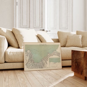 Mapa histórico de Valparaíso/ Mapas de Chile/ Impresión de póster/ Impresión de pared enmarcada/ Decoración de pared con impresión de lienzo/ Póster de pared/ Arte de pared de mapa vintage