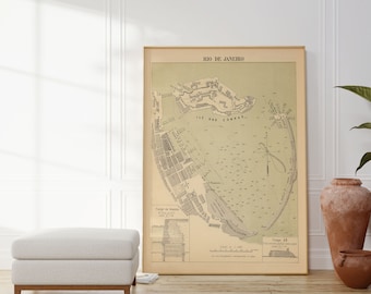 Vintage Rio de Janeiro Map Print: Brazil Wall Art