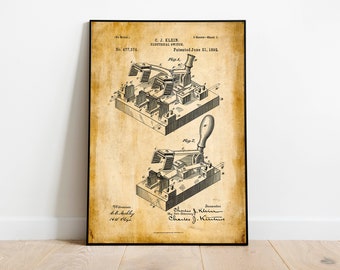 Electric Switch Patent Print| Framed Art Print| Vintage Poster Wall Decor| Art Canvas| Wall Poster| Wall Art Prints| Wall Prints