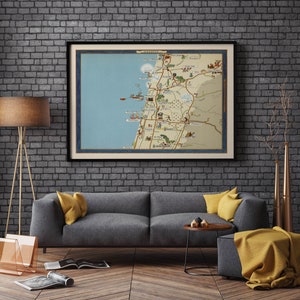 Natanya Map Print Israel Map Posters Canvas Print Wall Art Pull Down Map Israel Maps Wall Print Middle East Maps Wall Art image 2