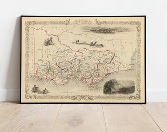 Port Philip Map Print Wall Decor| Australia Wall Art Print| Canvas Print Wall Art| Poster Vintage| Pull Down Map| Victoria Wall Map