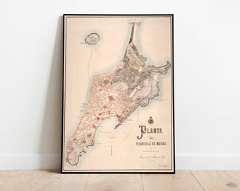 Macau City Map Wall Print| Macau Old Map| Poster Print| Canvas Print Wall Art| Old Map Wall Art Poster| Framed Map Wall Decor