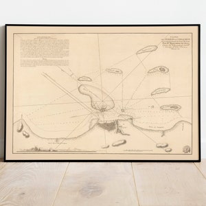 Carta Náutica de Veracruz 1798/ Mapas de México/ Decoración de pared de mapa antiguo/ Arte de pared de mapa vintage/ Impresión de póster/ Impresión de arte enmarcado/ Mapa de impresión de lienzo