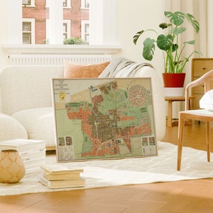 Impressão de parede do mapa da cidade de Haia | Mapa de Den Haag de 1908 | Impressão de pôster | Arte de parede com impressão em tela | Poster velho da arte da parede do mapa | Decoração de parede com mapa emoldurado