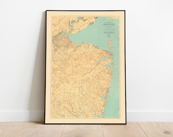 Vintage Monmouth Shore Map: New Jersey Topographical Art Print