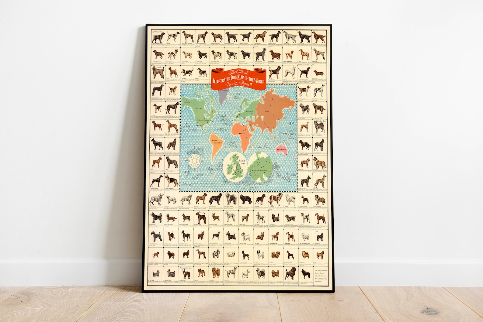 Dog Map of the World Dog Chart Poster Dog Lover Gift Dog | Etsy