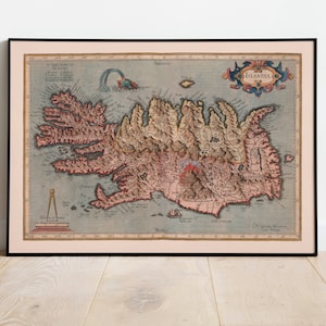 Landkarte von Island 1623| Gerardus Mercator| Alte Karte Wanddeko | Vintage Karte Wandkunst| Posterdruck | Gerahmter Kunstdruck| Leinwanddruck Karte