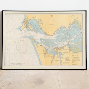 Columbia River Eingang zum Harrington Point Map Print | Vintage Karte | Leinwanddrucke Wandkunst| Pull Down Karte| Alte Karte Poster