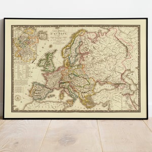 Mapa histórico de Europa 1813/Decoración de pared con mapa antiguo/Arte de pared con mapa antiguo/Impresión de póster/Impresión artística enmarcada/Impresión de mapa en lienzo