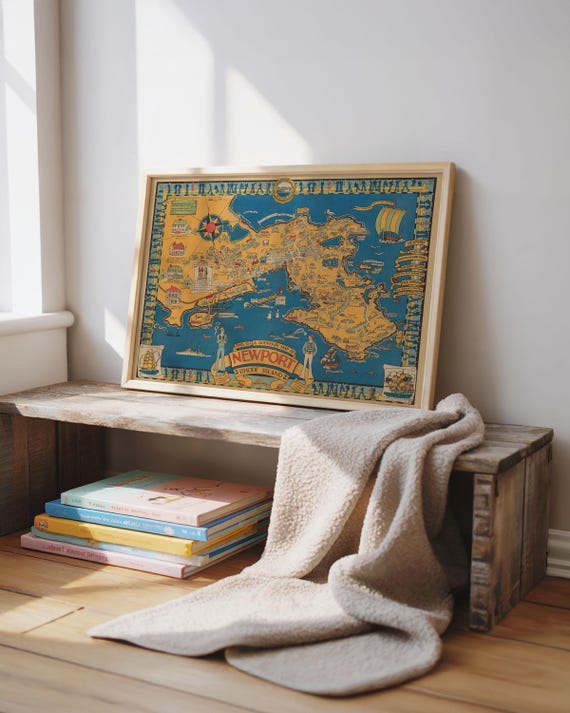 Newport Rhode Island Map Art: Vintage City Wall Decor