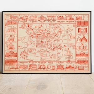 Impresión de mapas de la Universidad de Denison / Historia del arte / 1938 Arte de la pared del mapa de la Universidad de Denison / Arte enmarcado / Lienzo / Arte del cartel / Impresión de arte de pared / Impresión de pared