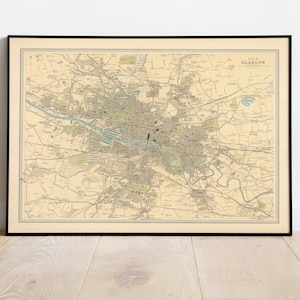 Glasgow Stadtplan von 1912| Alte Karte Wand Kunstdruck | Gerahmter Kunstdruck| Vintage Karte Wand Leinwand| Wandbild| Posterdruck