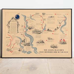 Karte vom 2.Weltkrieg in Europa| WW2 Kartendruck | Leinwandbild | WWii Wandbild | Wandposter| Poster Vintage