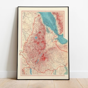 Landkarte von Äthiopien| Alte Karte Wanddeko | Vintage Karte Wandkunst| Posterdruck | Karte Wandbild | Gerahmter Kunstdruck| Leinwanddruck Karte