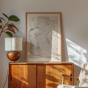 Karte vom Kaspischen Meer und den umliegenden Ländern 1858 gerahmt Poster Druck Wand Kunst Leinwand Kunst Druck Wand Dekor