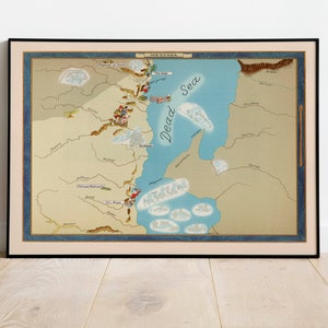 Metsada Map Print | Israel Landkarte Poster| Kunstdruck auf Leinwand | Pull Down Karte| Israel Karten Wandbild | Naher Osten Karten Wandkunst