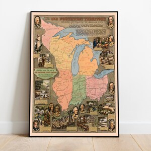 Mapa del antiguo territorio del noroeste de 1787/Impresión de pared con mapas antiguos/Impresión en lienzo para pared/Póster de mapas/Impresiones de mapas antiguos para decoración de pared