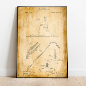 Sweeper Patent Print| Framed Art Print| Vintage Poster Wall Decor| Art Canvas| Wall Poster| Wall Art Prints| Wall Prints