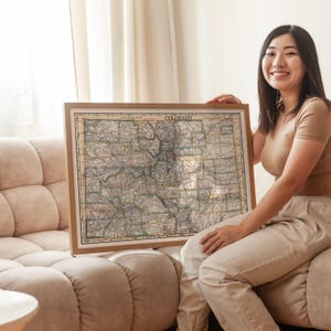 Mappa del Colorado 1920 Stampa artistica su tela, stampa artistica da parete, decorazione da parete