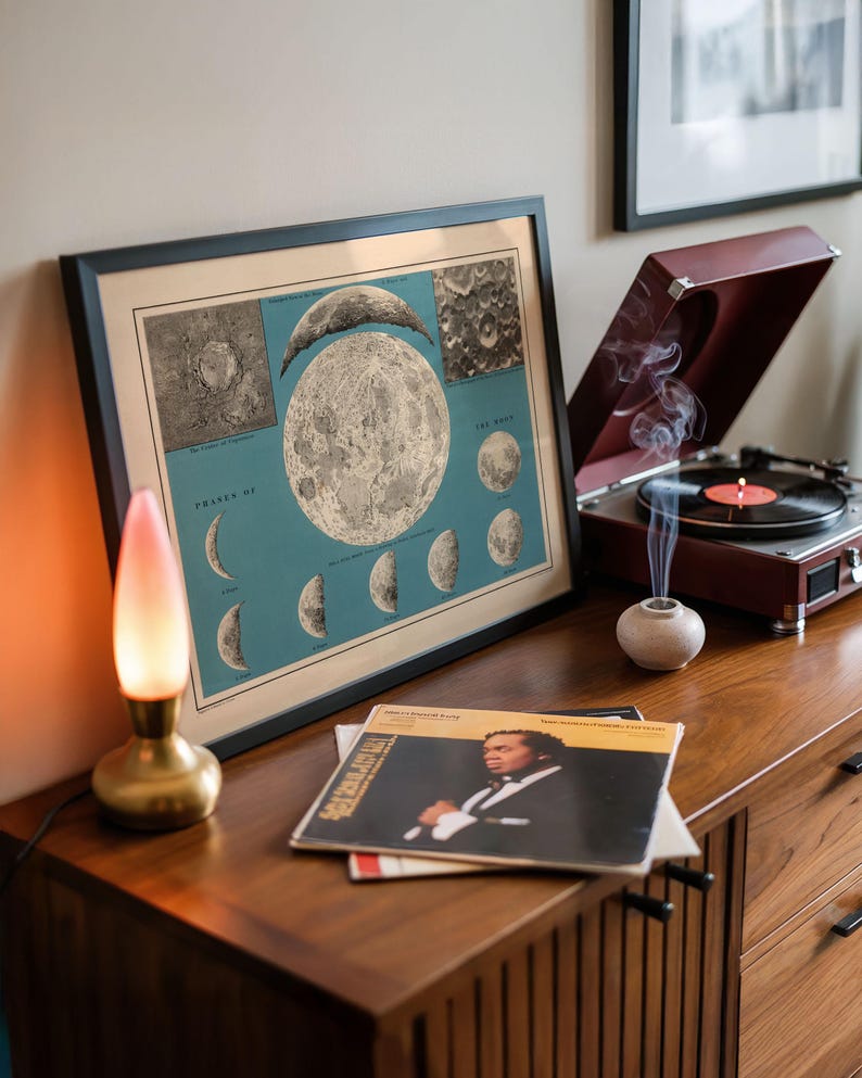 Vintage månfaser poster: Celestial Astronomi konsttryck bild 10