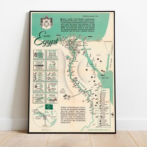 1937 Pictorial Tourist Map of Egypt the land of the sun Wall Art Poster Print 1937 Pictorial Tourist Map of Egypt the land of the sun Wall Art Poster Print