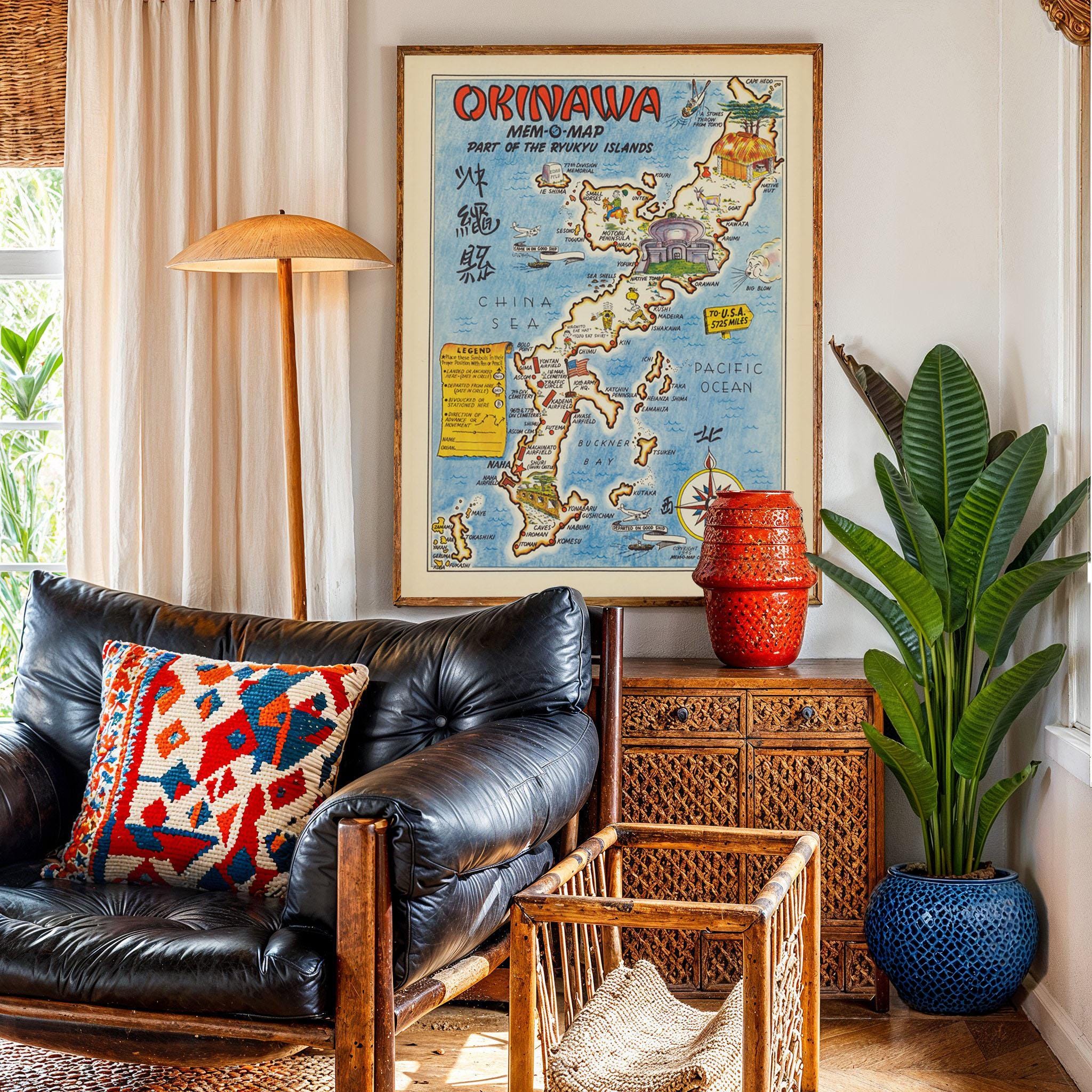 Okinawa Map Print: Vintage Ryukyu Islands Wall Art - Etsy