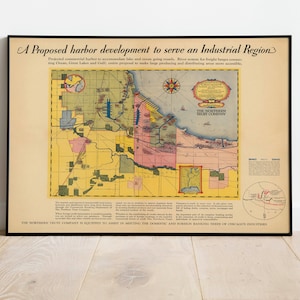 Chicago Karte Print| Kunstgeschichte| 1928 Chicago Karte Wand Kunst| Gerahmte Wandkunst| Leinwandbild | Poster Kunst| Drucke Wandkunst| Stadt Karte Wandbilder