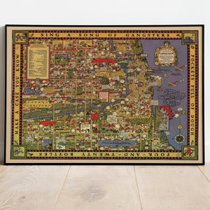 Chicago City Map Wandbild | 1931 Chicago Stadtplan Karte| Posterdruck | Kunstdruck auf Leinwand | Alte Karte Wand Kunst Poster | Gerahmte Landkarte als Wanddeko