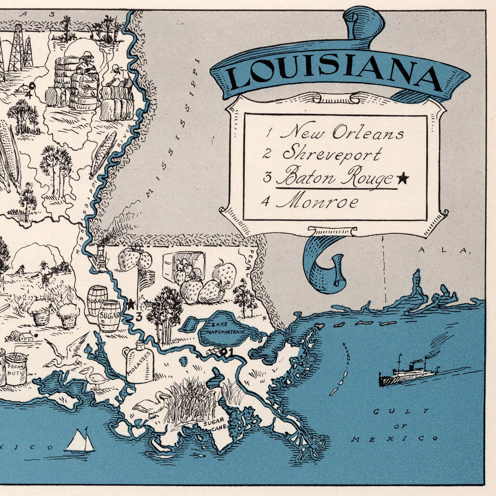 Large Louisiana Wall Map Louisiana Map Wall Maps Framed Maps Images