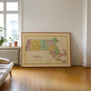 Old Map of Massachusetts 1815 Framed Poster Print Wall Art Canvas Art Print Wall Decor