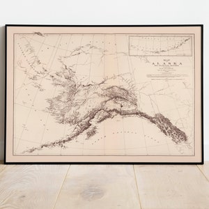 Map of Alaska and Adjoining Regions 1880| Map Wall Decor| Vintage Map Wall Art| Poster Print| Framed Art Print| Canvas Print Map